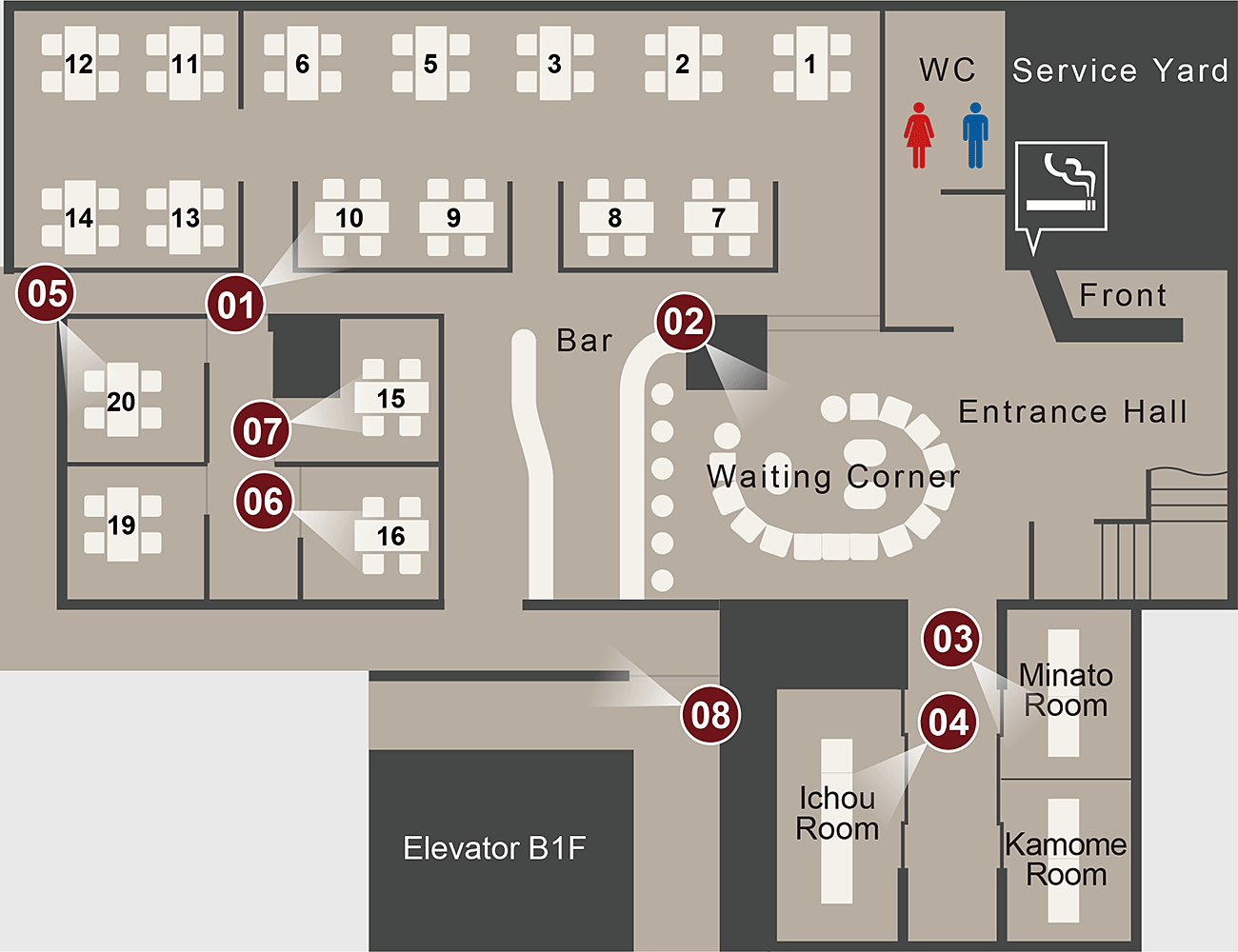 横浜瀬里奈　浪漫茶屋　店内MAP